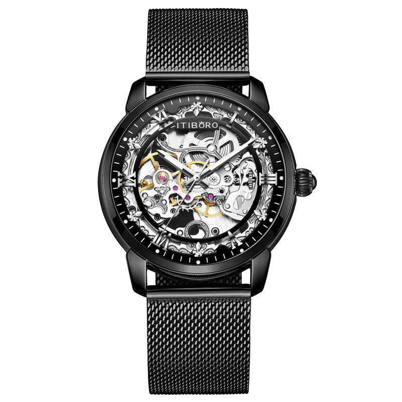 Waterproof mechanical watch fully automatic fashion trend hollow high school student male watch