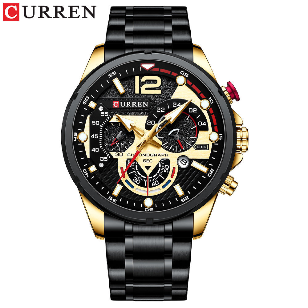 Six-pin Steel Belt Watch Quartz Watch Sports Men's Watch